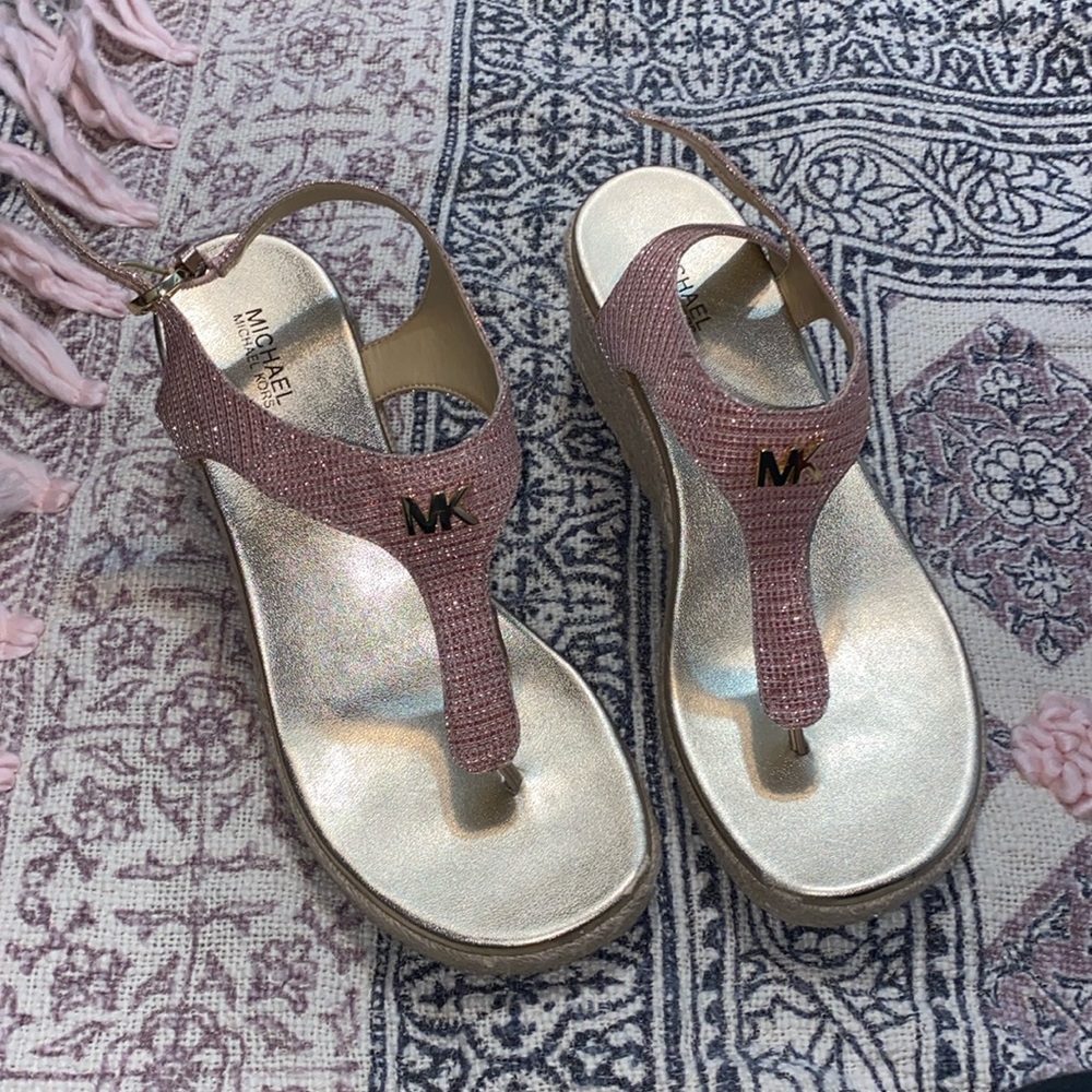 Michael Kors wedges in a sparkly pink color